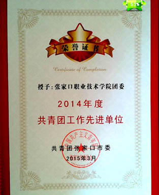 學院團委榮獲2014年度共青團工作先進單位榮譽稱號